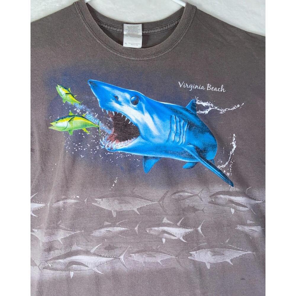 Daytona Beach Florida Shark Wrap Around All Over Print AOP Tee T-Shirt Sz XL Vtg